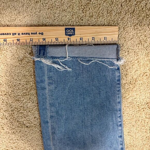MOTHER The Scrapper Cuff Ankle Fray sneak‎ peek blue denim jeans NEW size 27 - Picture 8 of 10